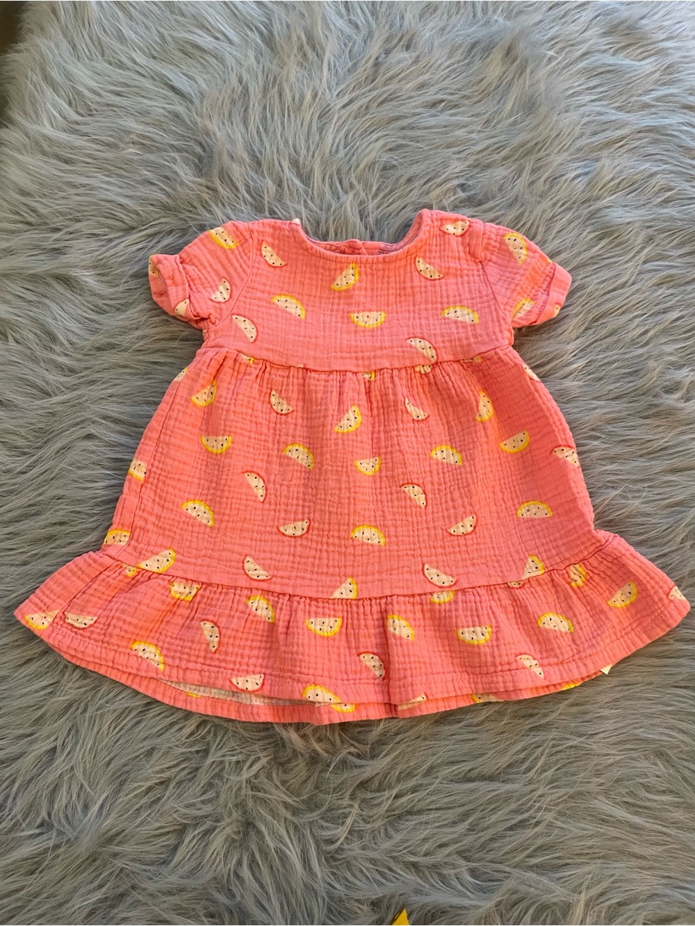 🛒Girls Coral Pink Dragonfruit Ruffle Casual Dress